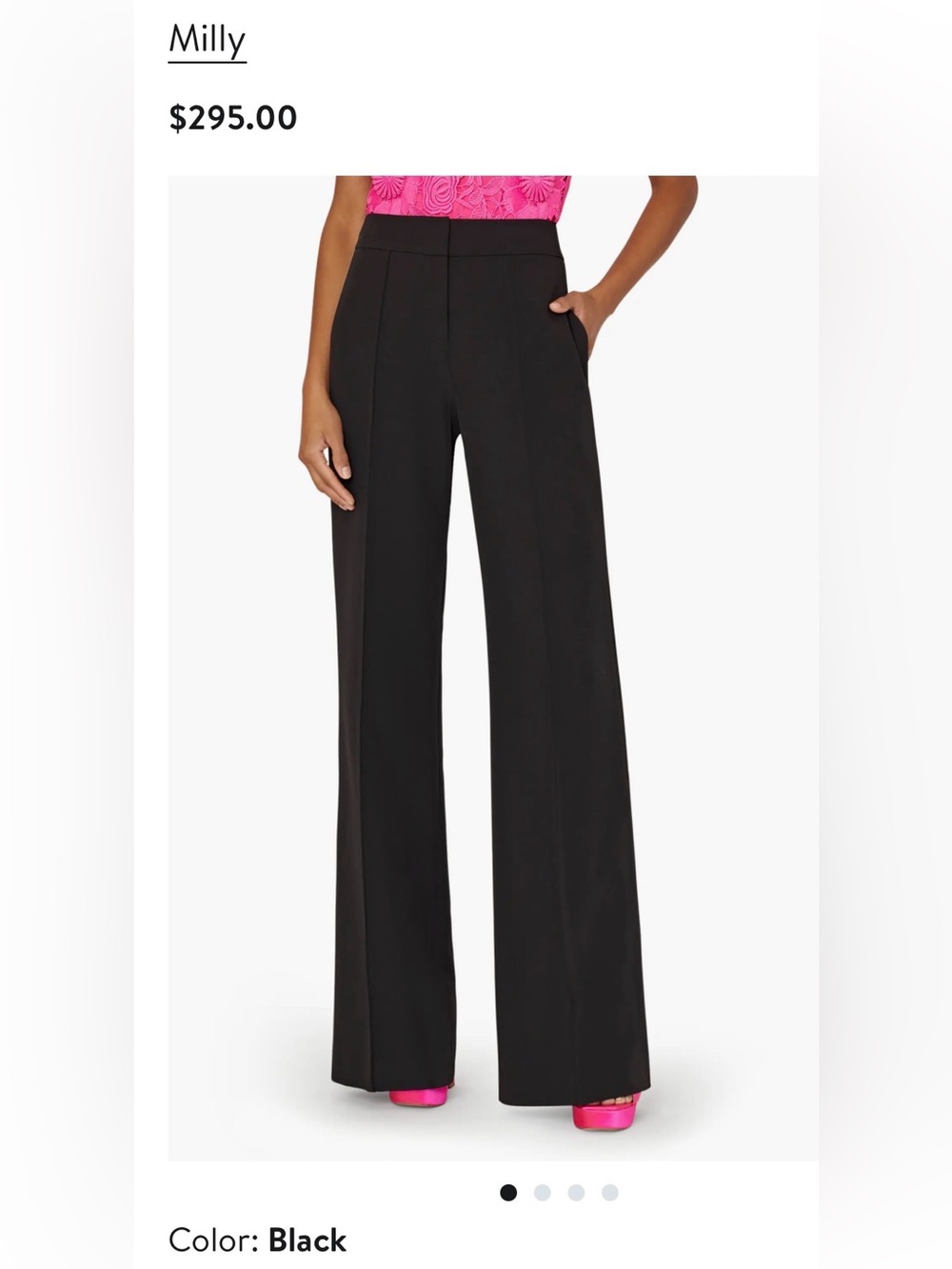 MILLY Wide-Leg High-Waist Black Pants
